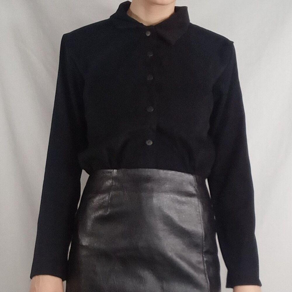 Vintage Faux Suede Button Down Blouse